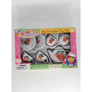 9PC Glazed Porcelain Ceramic Mini Tea Set w/Pink Hearts Design‎